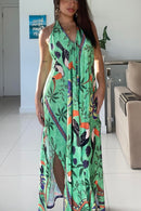 Vestido Longo Halter Tropical – Estampa Tucanos