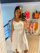 Vestido de alça em Crepe de Duna.